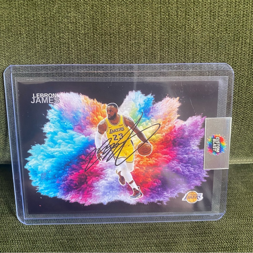 Custom LeBron James Black Color Blast facsimile autograph!! Lakers Cavs Heat